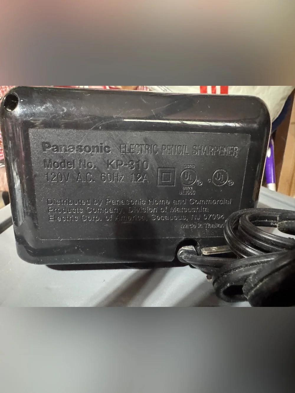 Vintage Panasonic Black Electric Pencil Sharpener